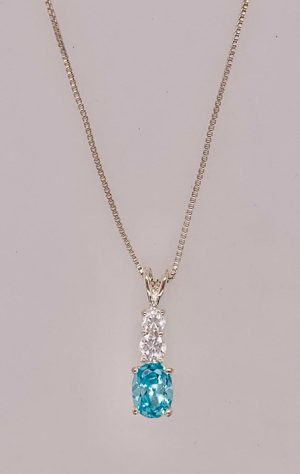 Sterling Silver Synthetic Blue and CZ Stone Pendant