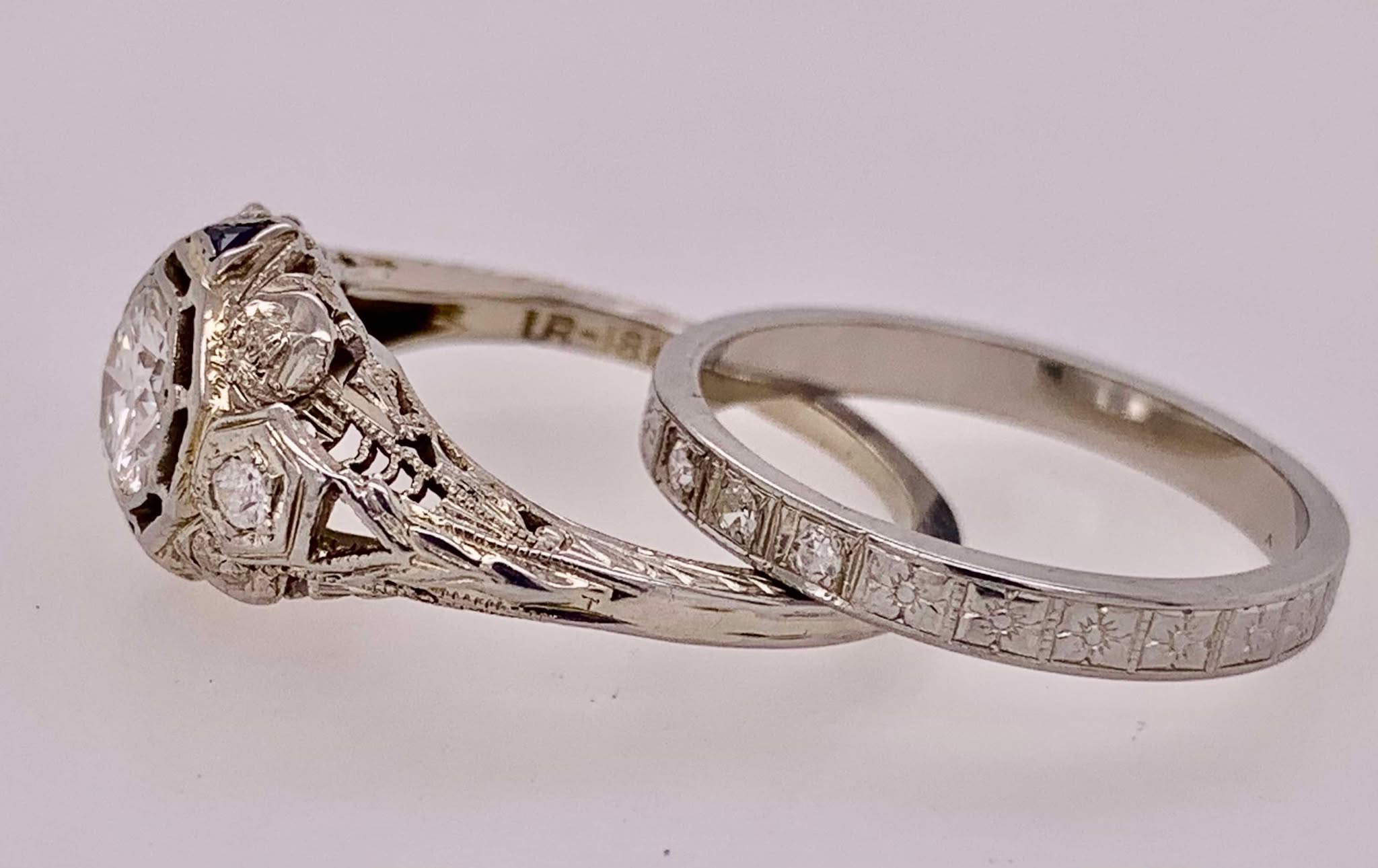 18K Estate Wedding Set