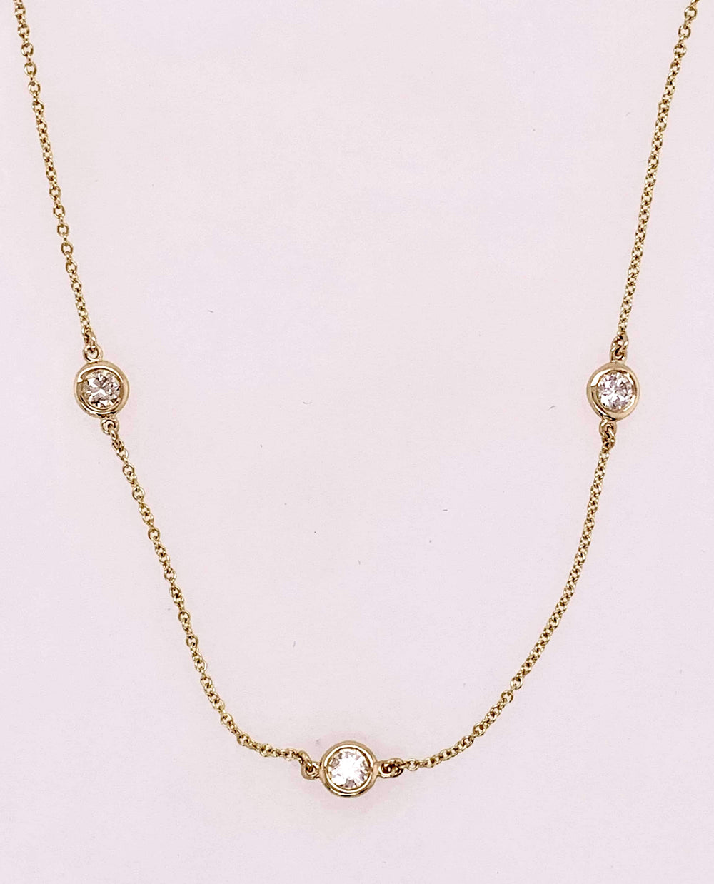 14K Diamond Station Necklace