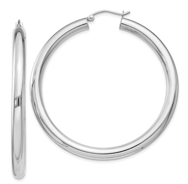 Sterling Silver Rhodium Hoop Earrings