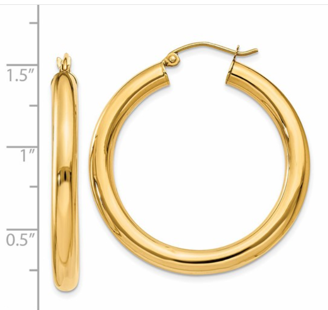 14K 4mm Hoop Earrings