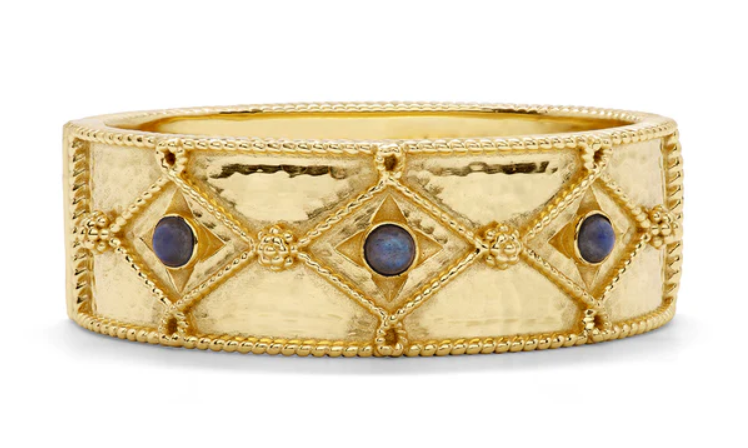 Victoria Hinged Bangle - Gold/Blue Labradorite