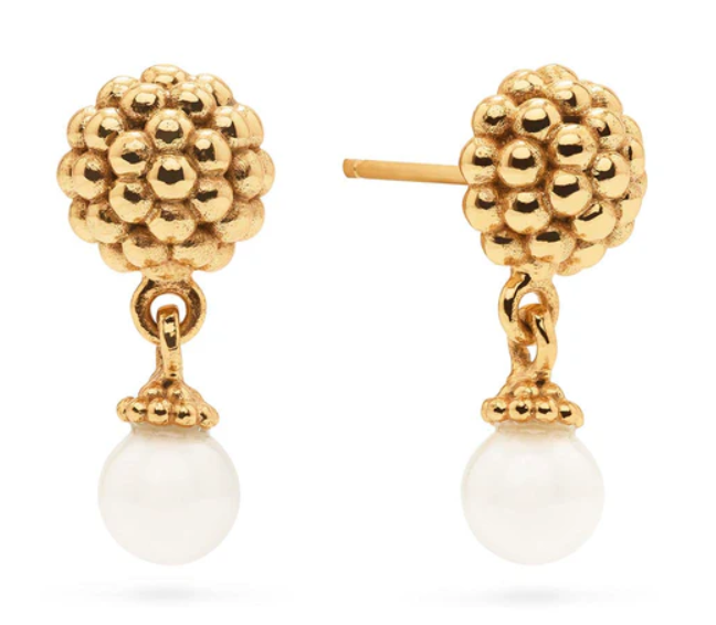 Berry Drop Stud Earrings- Pearl