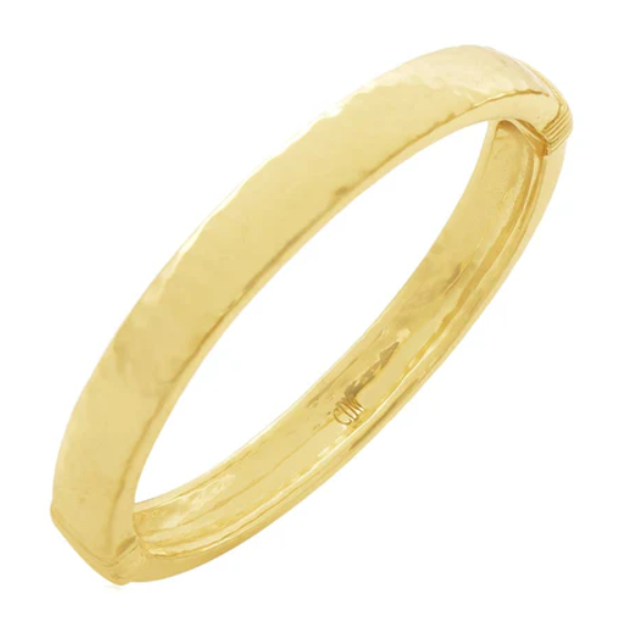 Cleopatra Oval Hinged Bangle - Gold