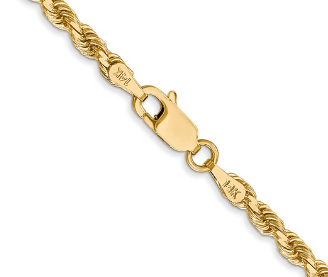 14K 3mm Diamond-cut Rope Chain