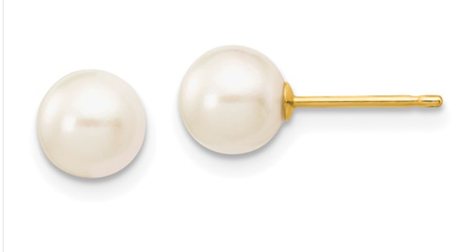 14k 6-7mm Akoya Saltwater Cultured Pearl Earrings