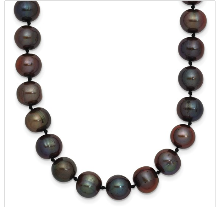 14k 8-9mm Black Freshwater Cultured Pearl Necklace