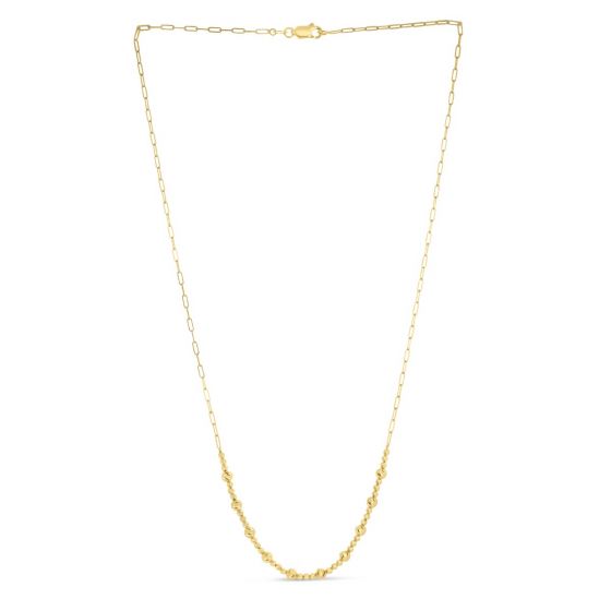 14K Gold Bead Paperclip Necklace