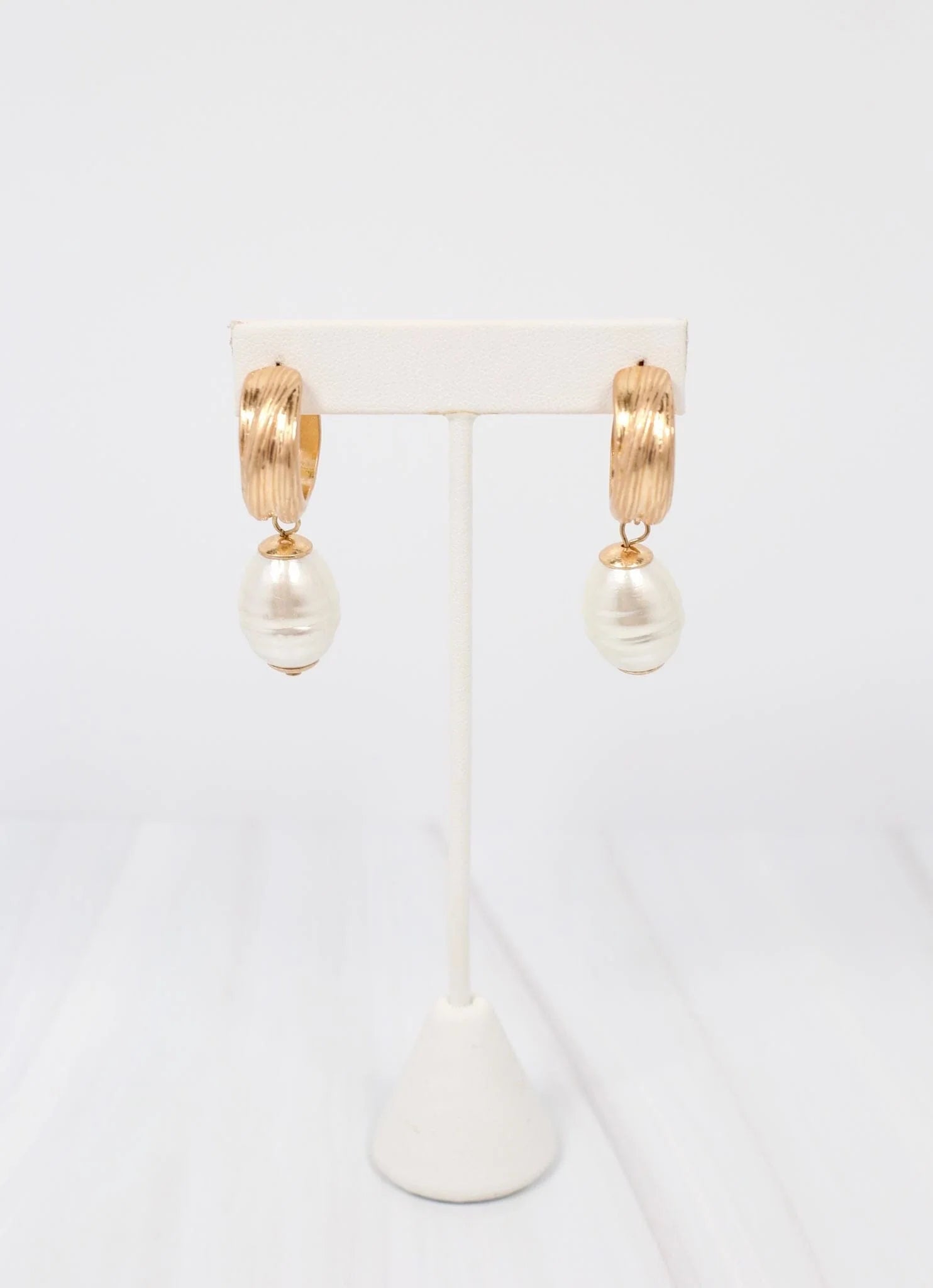 Lambert Hoop Earring with Pearl Drop GOLD