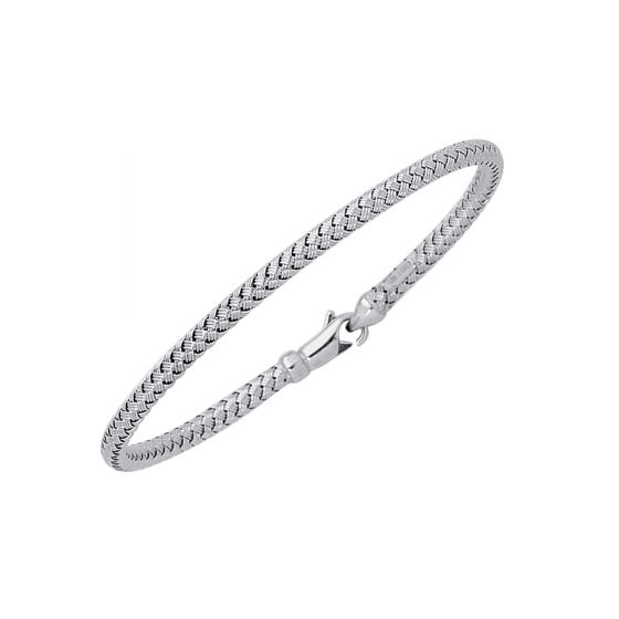 14K White Gold Thin Weaved Bangle