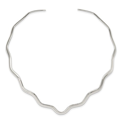 Sterling Silver Wavy V-Shape Neck Collar