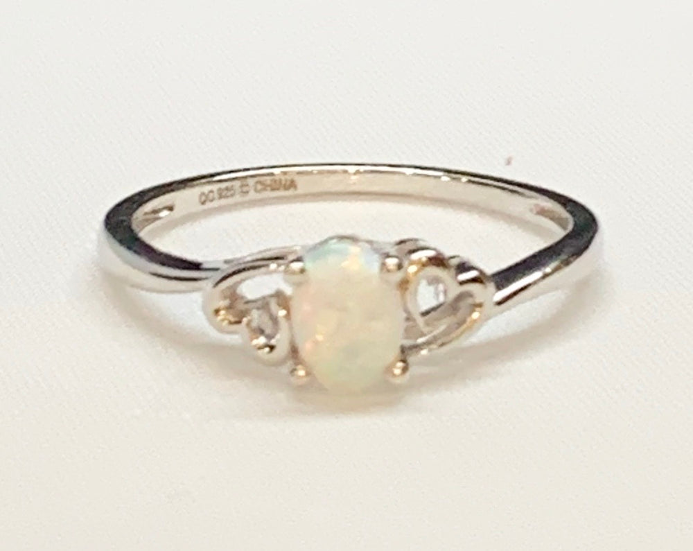 Sterling Silver Created Opal Ring