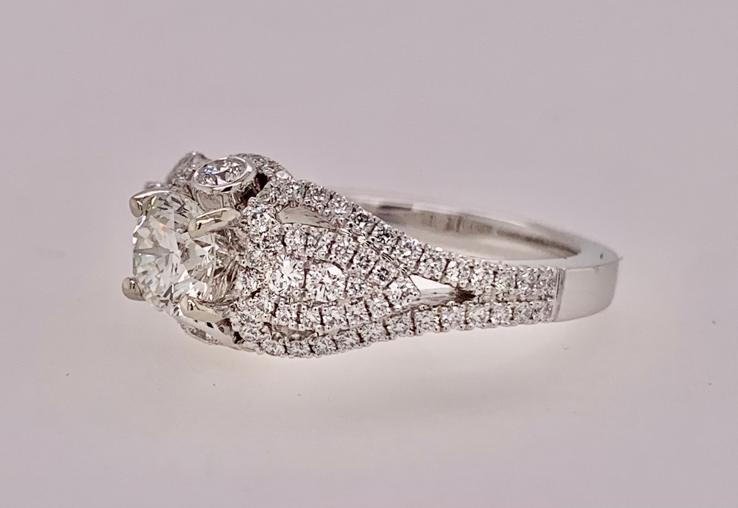 14K White Gold Diamond European Cut Diamond Ring