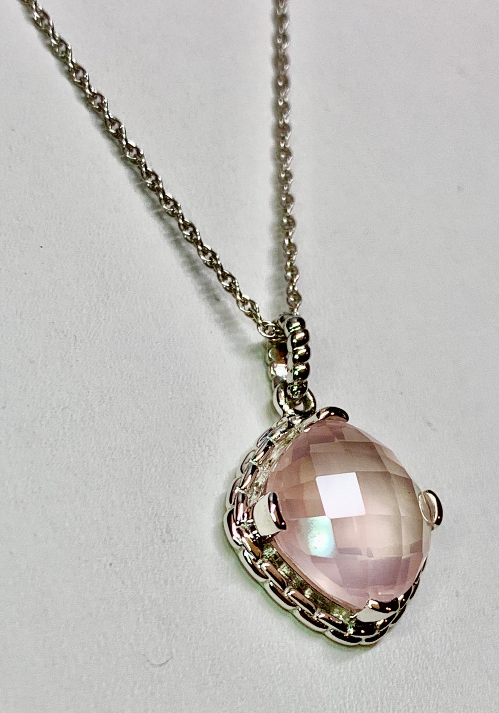 14K White Gold Morganite Pendant