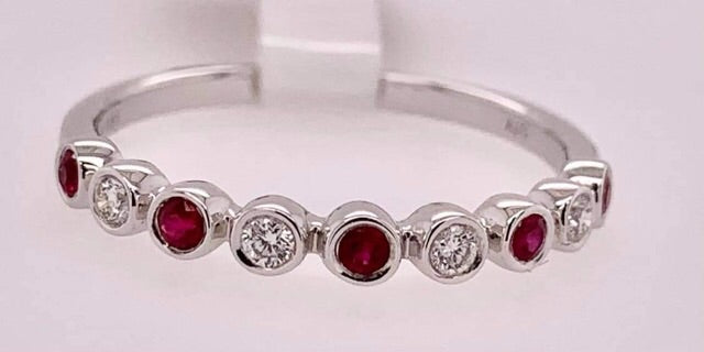 14K White Gold Ruby & Diamond Ring