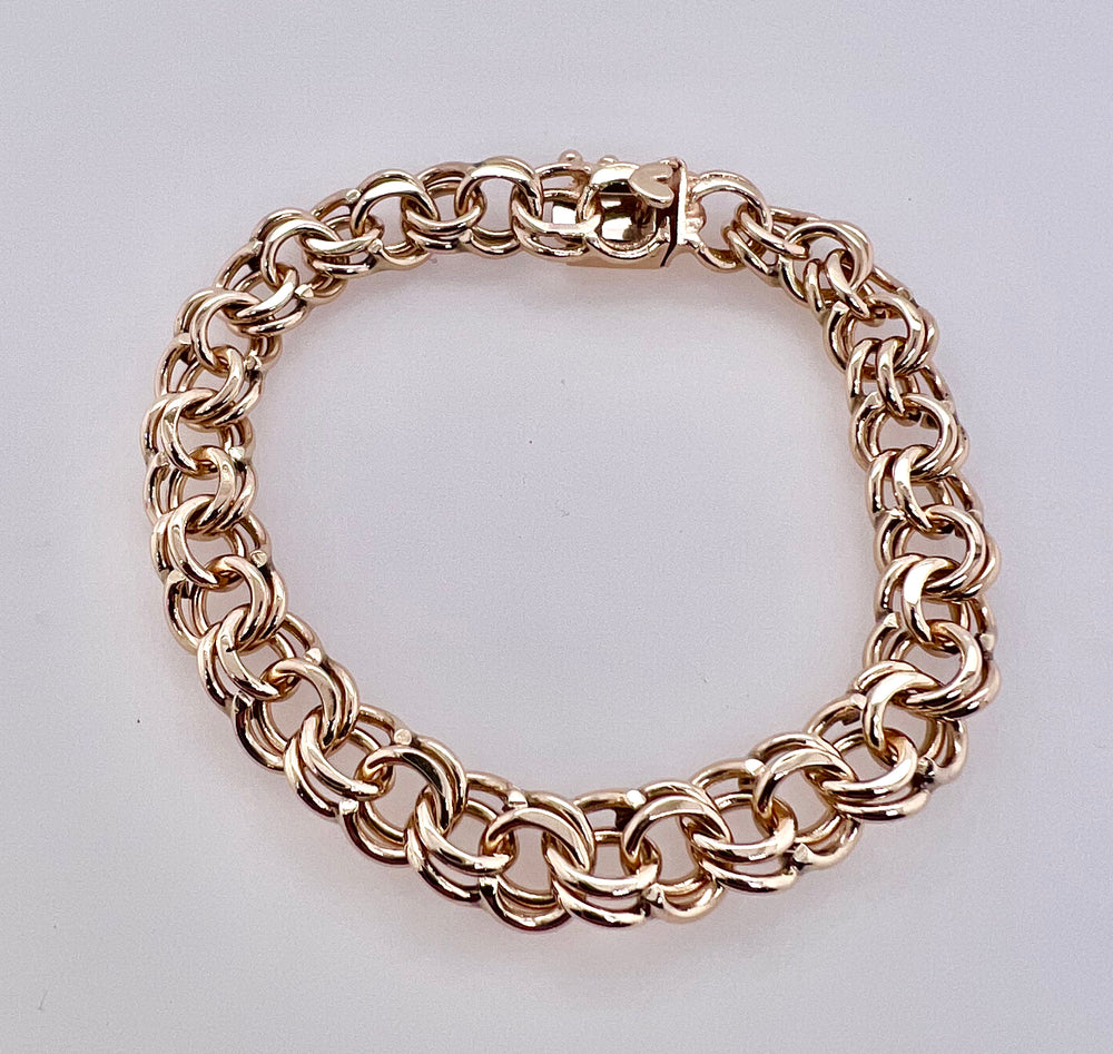 14K Estate Link Charm Bracelet