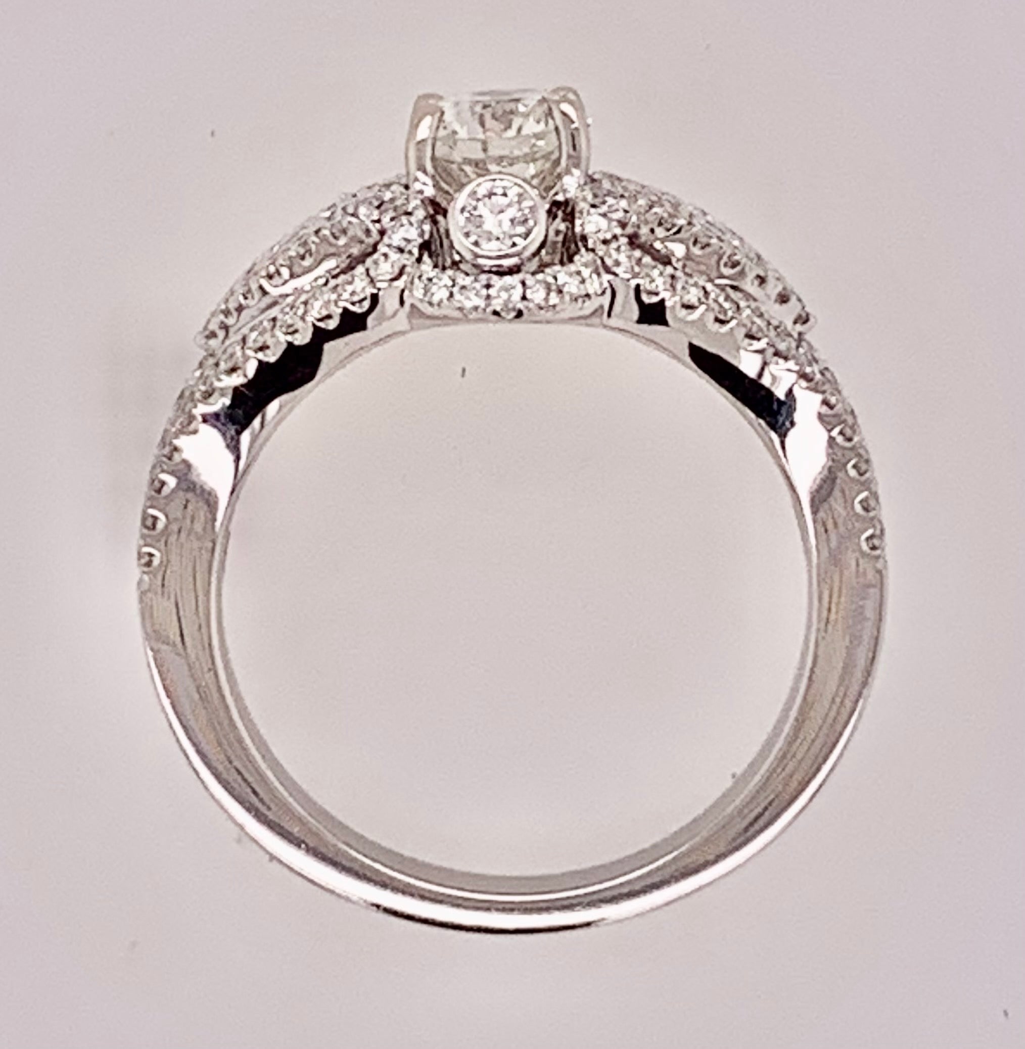 14K White Gold Diamond European Cut Diamond Ring