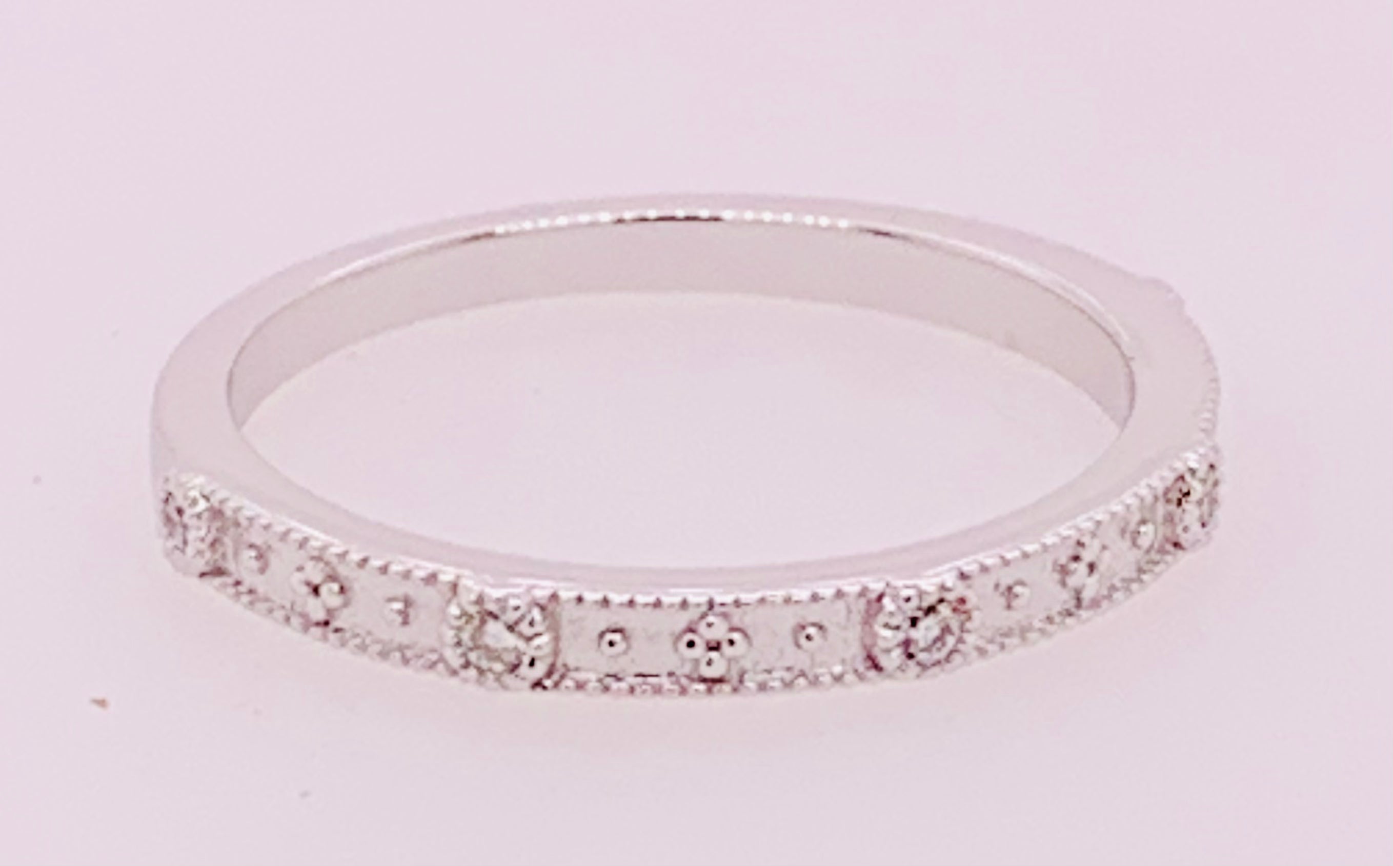 14K White Gold Diamond Band