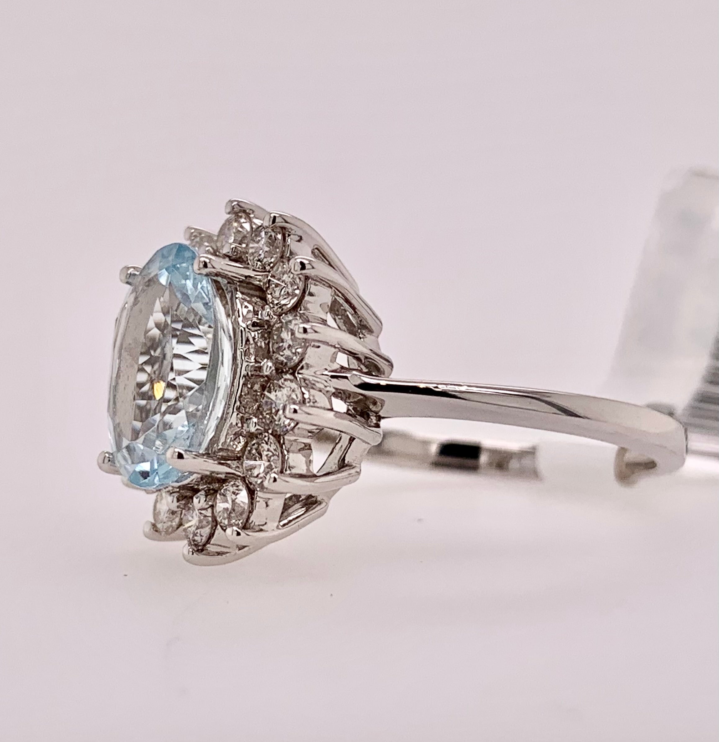 Aquamarine & Diamond Ring