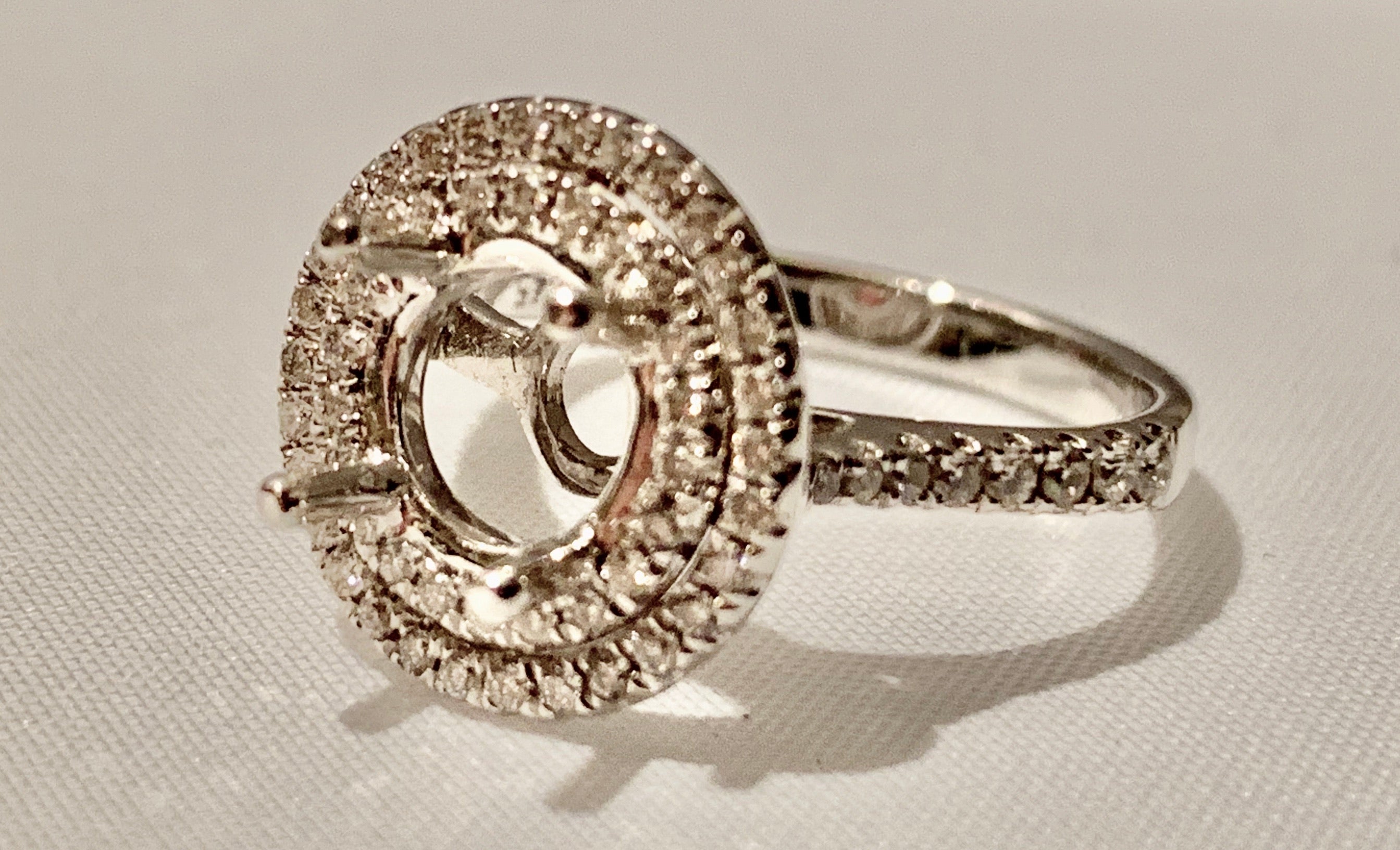 14K White Gold Diamond Semi Mount