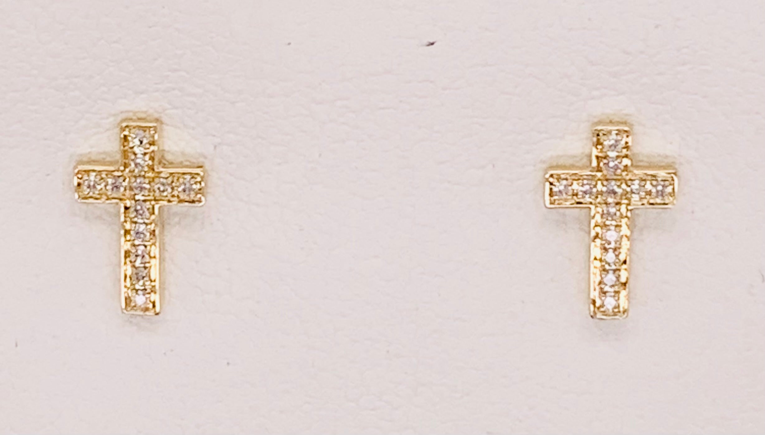 14K Diamond Cross Earring