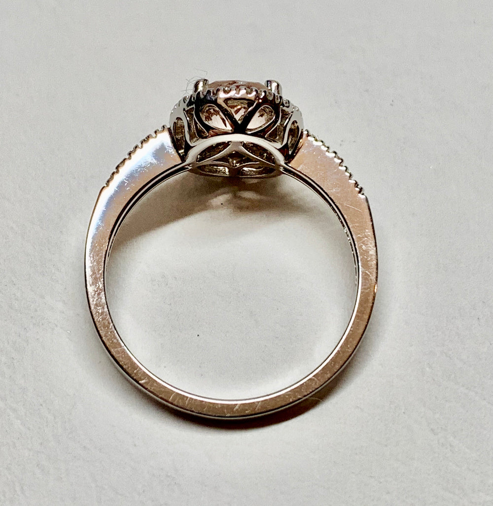 14K White Gold Morganite & Diamond Ring