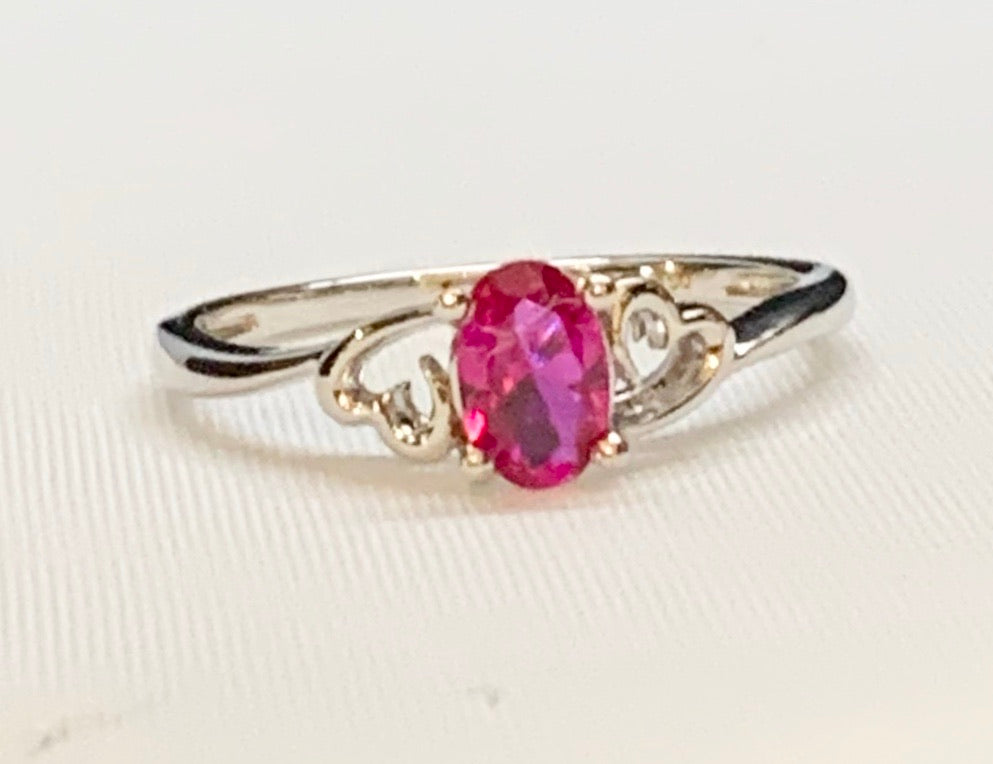 Sterling Silver Created Ruby Ring