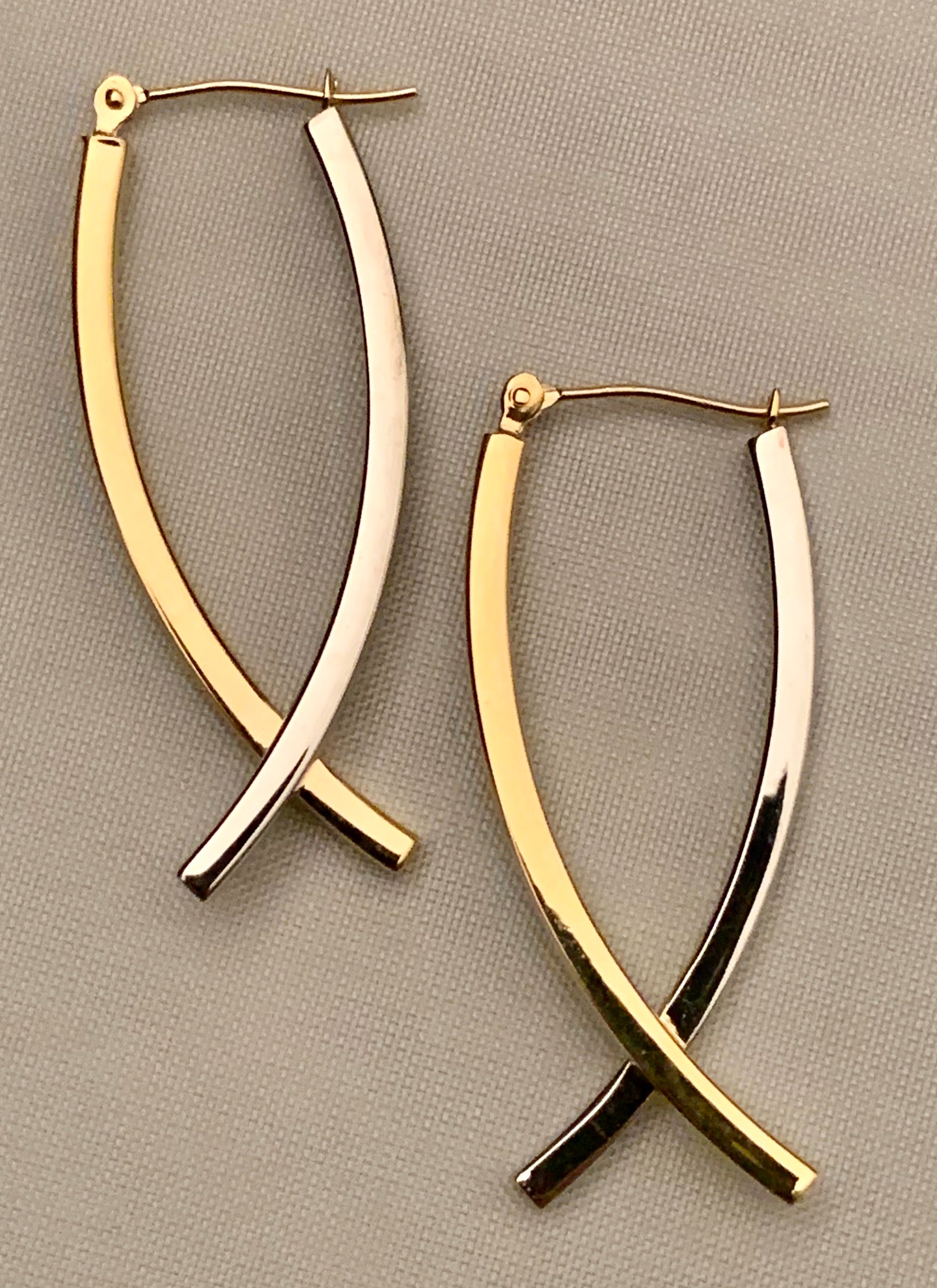 14K Two Tone Hoop Earrings