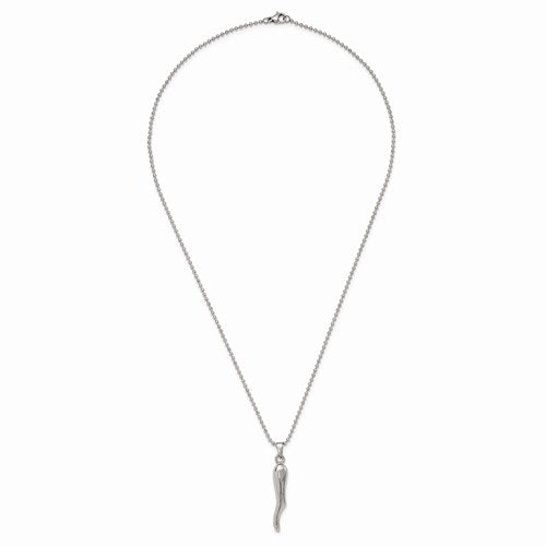 Stainless Steel Italian Horn Necklace