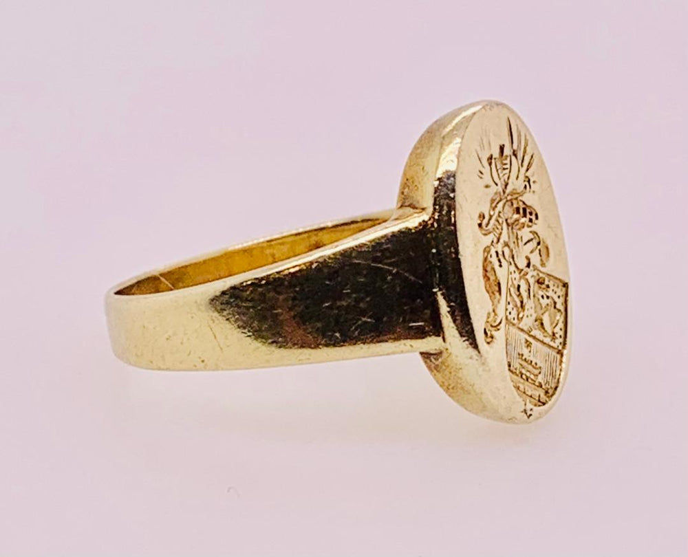 14K Estate Family Crest Ring