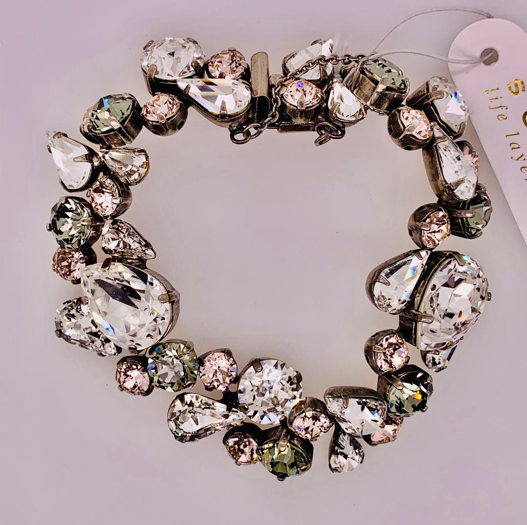 Teardrop Crystal Cluster Line Bracelet