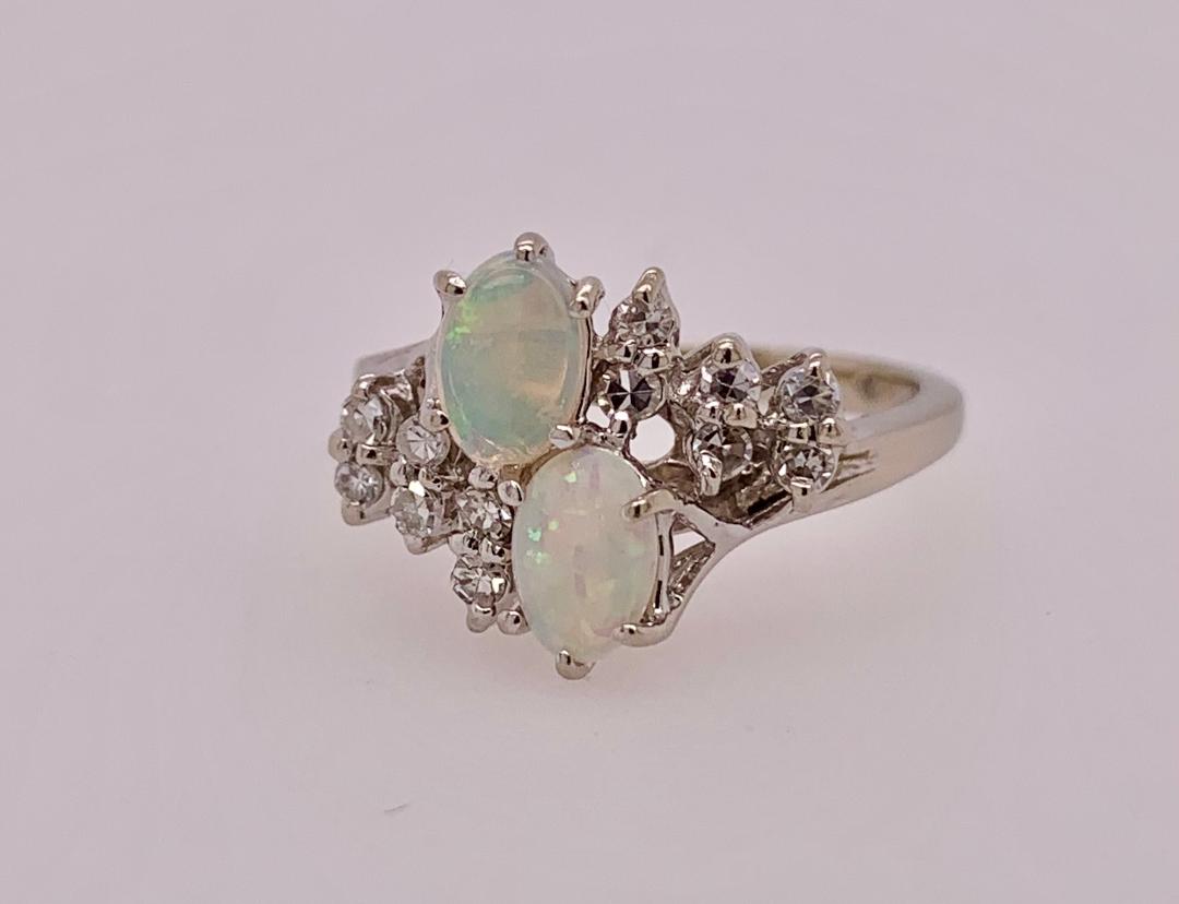 Estate Opal and Diamond Ring